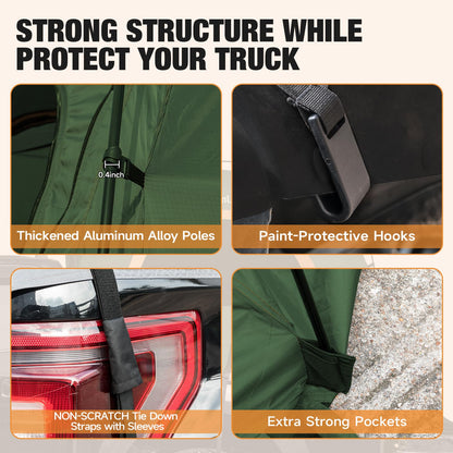 Truck Bed Tent 5.5' ~ 5.8', Upgrade Quick Setup Truck Tent for Camping, 3000mm Waterproof Pickup Truck Tent for 2 Person, Ford, GMC, Toyota, Chevy, Dodge, Nissan