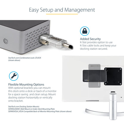 StarTech.com USB-C Quad Monitor Docking Station for MacBook Pro/Air M1 M2 M3 M4 & Windows, Universal 4K 60Hz HDMI DP Dock, Thunderbolt Compatible, 100W Laptop Charging