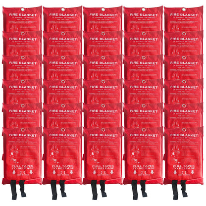 30 Packs Fire Blanket – 39.37x39.37 Inches, 1100℉ Heat Resistant, Emergency Fire Suppression Blanket for Kitchen, Home, Car, Camping – Easy to Use, Non-Toxic, Reusable, Compact & Lightweight