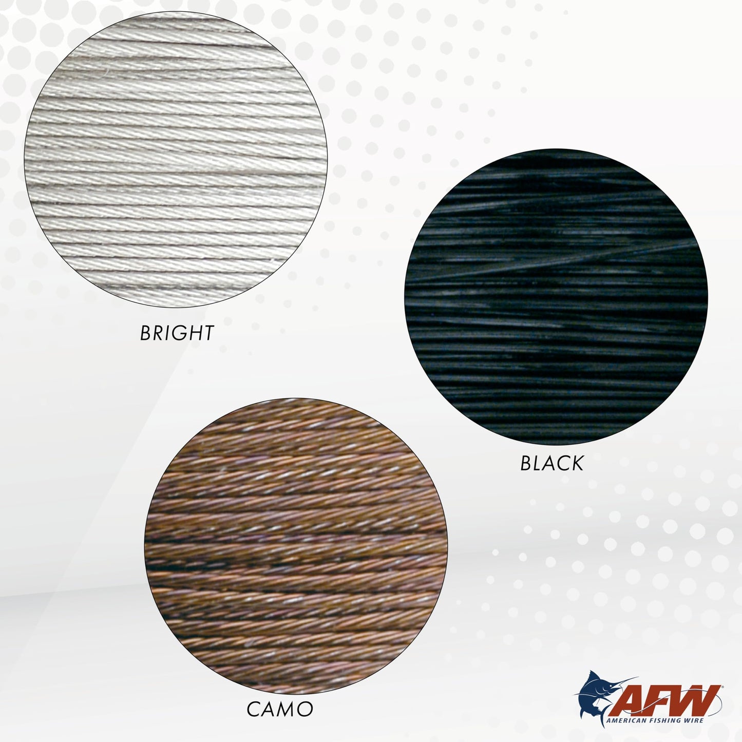 American Fishing Wire Surflon Nylon Coated 1x7 Stainless Steel Wire Leader - Wire Fishing Leader Line for Saltwater 10lb Up To 250lb Test in Bright, Black, Camo in 30ft, 100ft, 300ft, & 1000ft Lengths