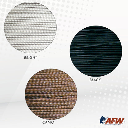 American Fishing Wire Surflon Nylon Coated 1x7 Stainless Steel Wire Leader - Wire Fishing Leader Line for Saltwater 10lb Up To 250lb Test in Bright, Black, Camo in 30ft, 100ft, 300ft, & 1000ft Lengths