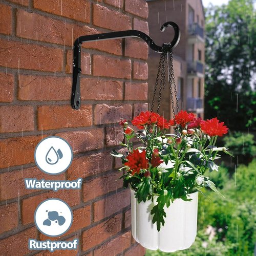 BOLITE Plant Hangers - 6 Inch Indoor/Outdoor Wall Hooks for Planters & Decor | 2 Pack, Black