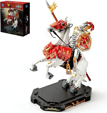 PANTASY Knight Construction Set 31 cm Medieval Collector's Model with Armored Battle Cross and Movable Joints Collector's Set for Adults