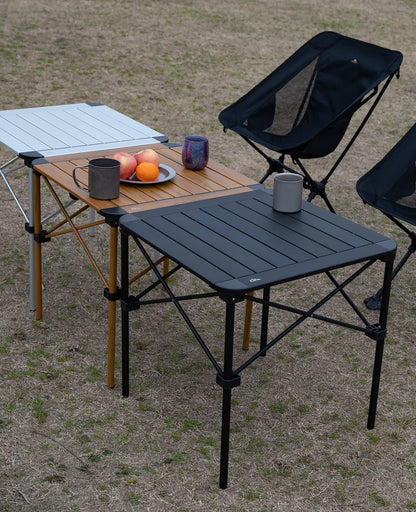 iClimb 1 Stable Square Folding Table and 1 Two Heights Super Easy Assemble Cot Bundle for Adults Outdoor Camping Glamping Picnic Travelling Backyards