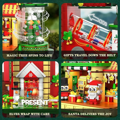 Christmas Factory Building Blocks Set 2775PCS Light-Up DIY Holiday House Construction Toy for Adults Teens Boys &amp Girls Collectible Christmas Village Display Model Holiday Décor &amp Gift Id