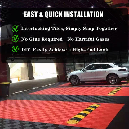 HTWELL 24 Pack 16"x 16" Modular Interlocking Drainage Floor Mats,Garage Floor Interlocking Tiles,Non-Slip Splicing Interlocking Floor Mats with Edge Corner Kit(Gray)