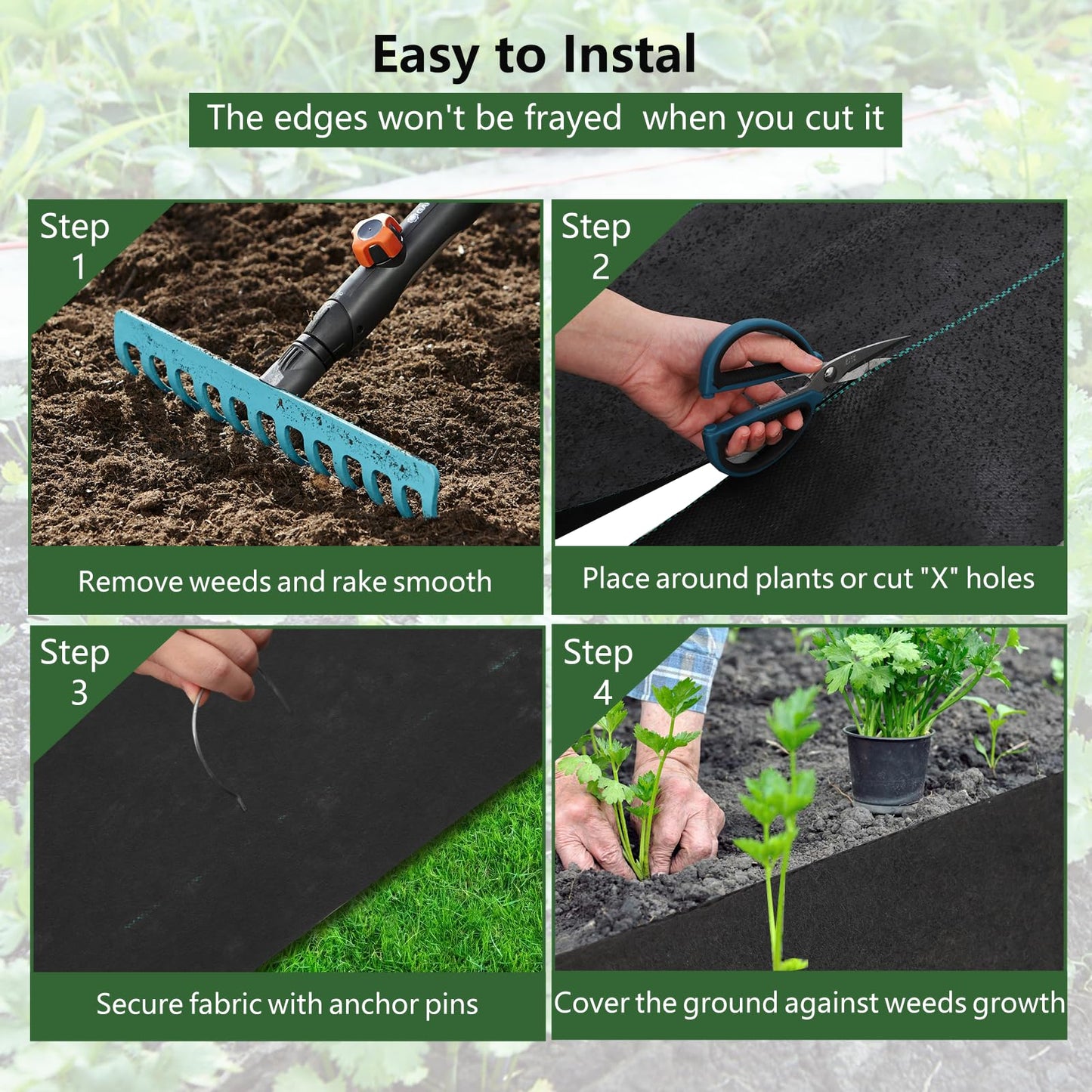 GarveeLife Woven Landscape Fabric 5.8 oz, 3 x 300 ft Weed Fabric Barrier, Double Layer, Garden Fabric Weed Barrier, Weed Control Fabric Ground Cover, Gardening Mat for Garden Beds, Landscaping