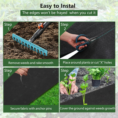 GarveeLife Woven Landscape Fabric 5.8 oz, 3 x 300 ft Weed Fabric Barrier, Double Layer, Garden Fabric Weed Barrier, Weed Control Fabric Ground Cover, Gardening Mat for Garden Beds, Landscaping