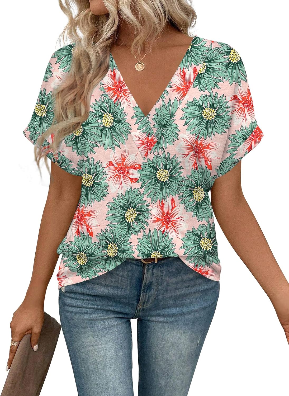 T Shirts Short Sleeve V Neck Tees Womens Tops Beach Vacation Fashion Clothes 2025 Casual Summer Spring Fall Outfits