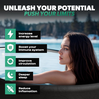 Ice Bath Tub XL - Exclusive Patented Anti-Leak Shield - Cold Plunge Tub With Cover - Ice Bricks x2 - Portable bathtub Outdoor Indoor - Free Ebook