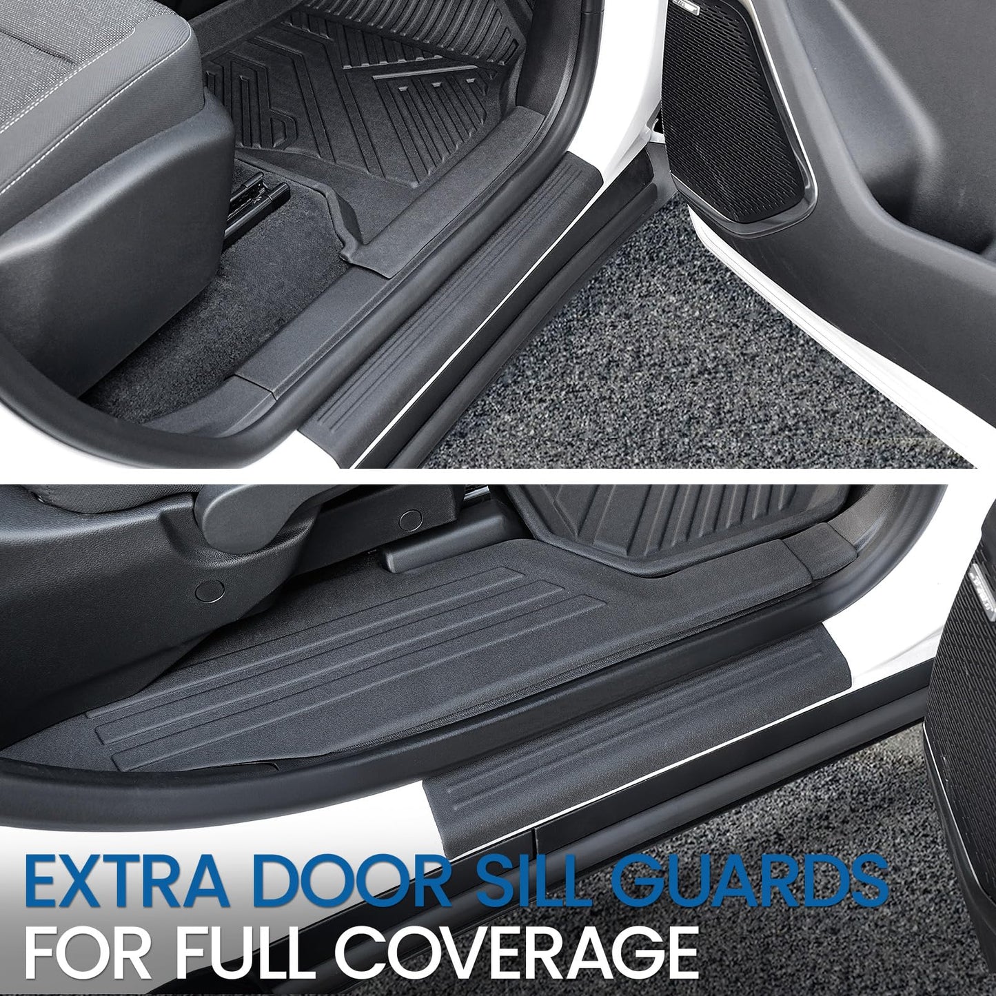 JOULARISE Floor Mats Set for 2024-2026 Chevy Traverse & 2024-2026 GMC Acadia & 2025-2026 Buick Enclave, Only for 7 Seats Captain Chairs, All Weather TPE Cargo Liner Door Sill Guards Accessories