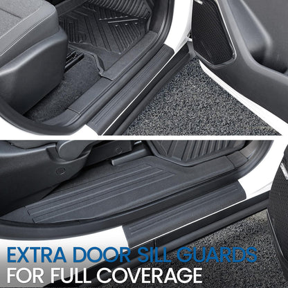 JOULARISE Floor Mats Set for 2024-2026 Chevy Traverse & 2024-2026 GMC Acadia & 2025-2026 Buick Enclave, Only for 7 Seats Captain Chairs, All Weather TPE Cargo Liner Door Sill Guards Accessories
