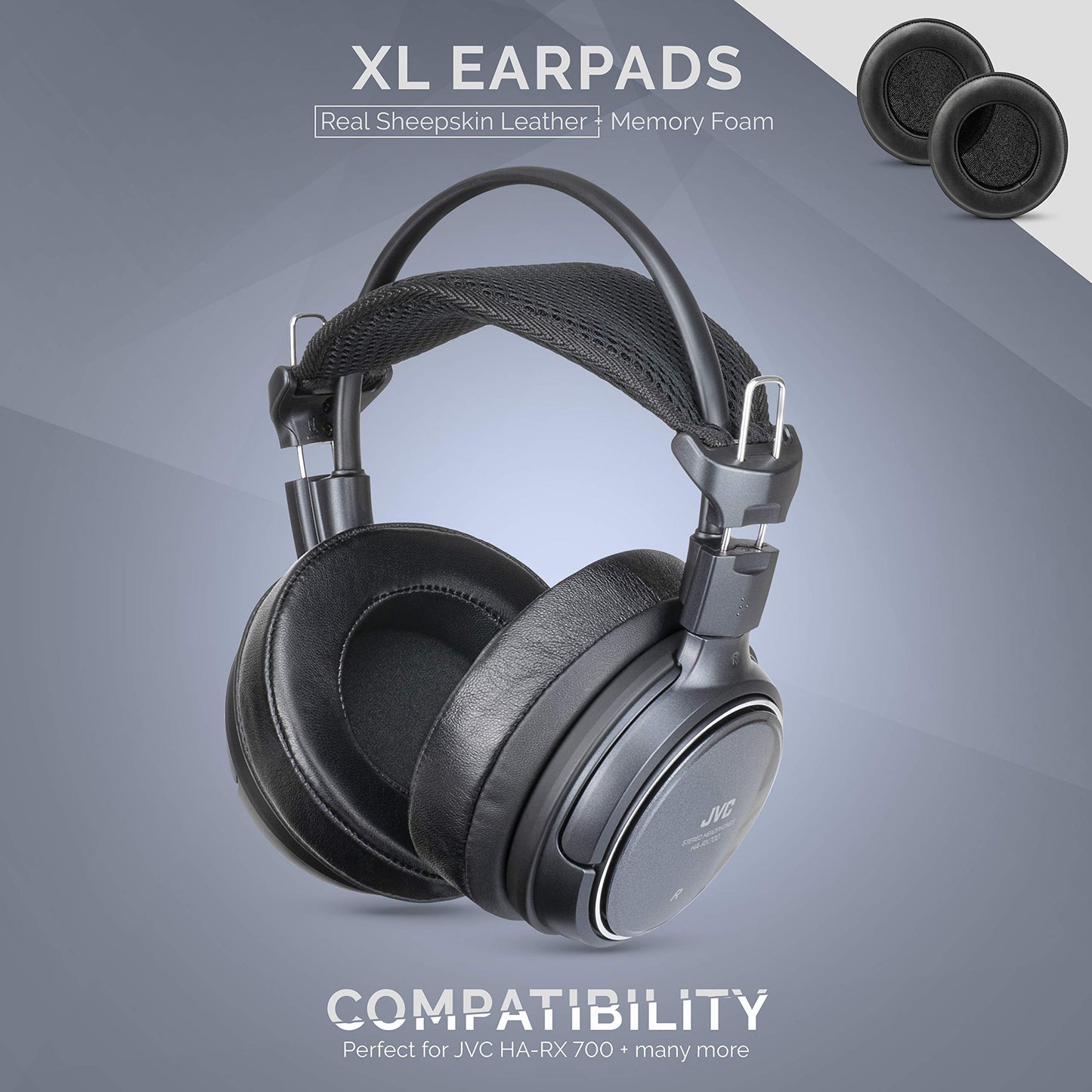 Brainwavz XL Large Sheepskin Leather Replacement Memory Foam Earpads - Suitable for Many Other Large Over The Ear Headphones - Sennheiser, AKG, HifiMan, ATH, Philips, Fostex, Sony (Sheepskin Leather)