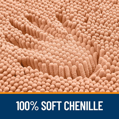 OLANLY Bathroom Rugs - Extra Soft Chenille Bath Mats | Quick-Dry, Machine Washable, 36x24, Peach