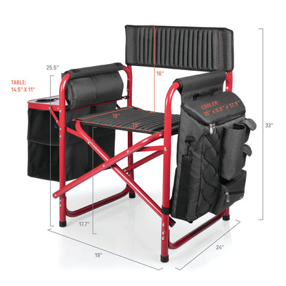 PICNIC TIME Fusion Camping Chair with Side Table and Soft Cooler, Outdoor Foldable Padded Camping Chairs with Cup Holder for Lawn, Beach, & Sports Use for Adults, (Dark Gray Red Accents)