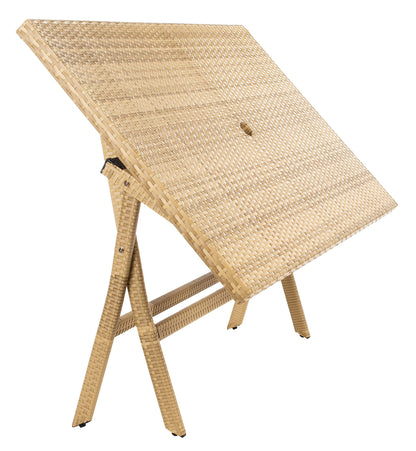 SAFAVIEH Outdoor Collection Akita Natural Folding Table with Umbrella Hole PAT7503D