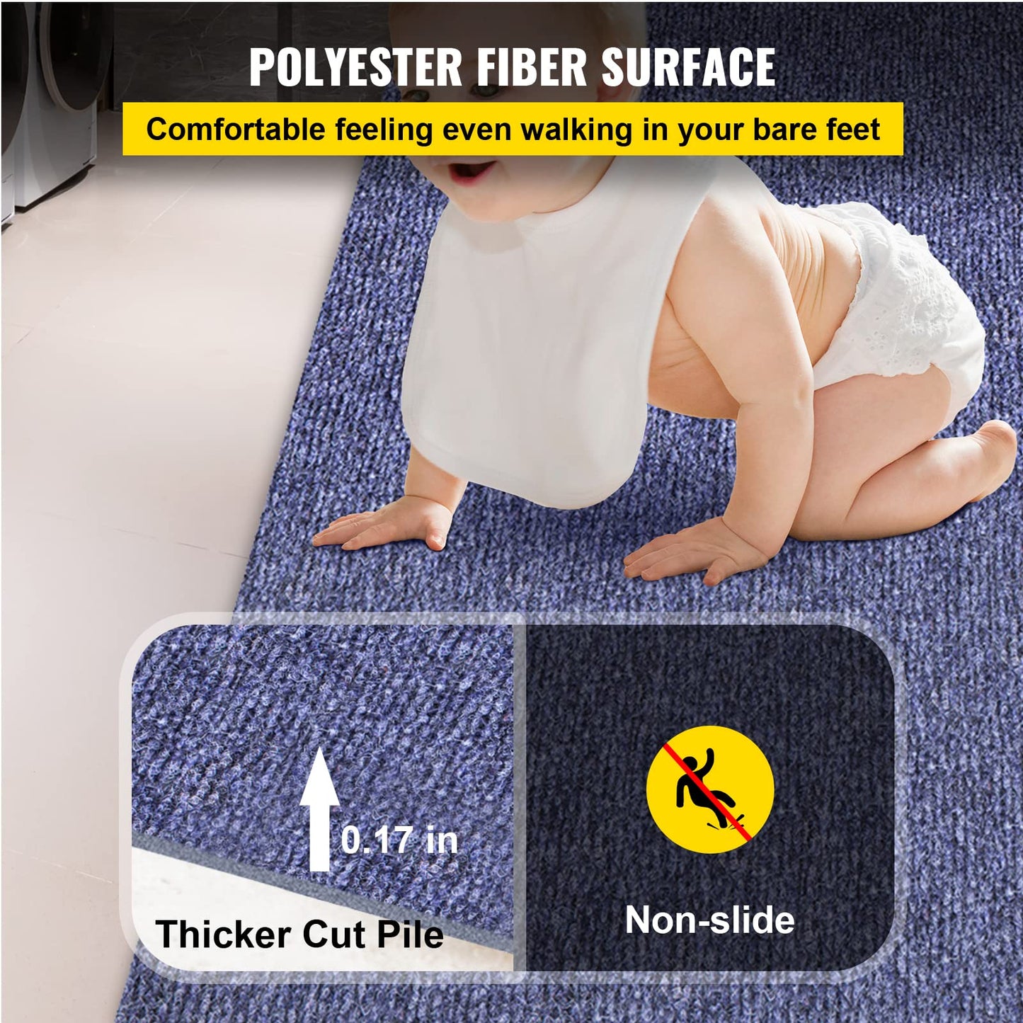 Happybuy 6 ft x 36 ft Deep Blue Marine Carpet for Boats Waterproof - 0.18" Thick Indoor Outdoor Rug Carpet Roll for Home Patio Porch Deck