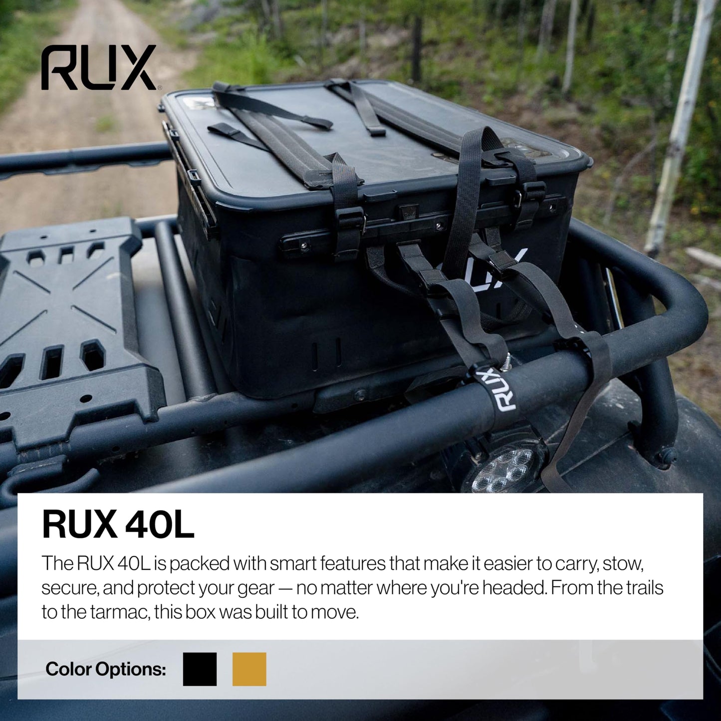 RUX 40L Collapsible Gear Box (Black) - Modular Adventure Storage Solution For Camping Storage, Overlanding, Off-road And Van Life - Weatherproof, Durable and Multifunctional