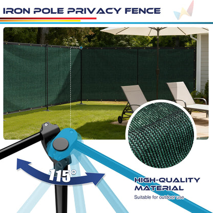 Windscreen4less Outdoor Privacy Fence Screen, 6'x12' Freestanding Privacy Fencing Set with Iron Poles and Ground Spikes, UV Resistant Mesh Cover Garden Pet Fencing for Backyard Patio Pool, Green