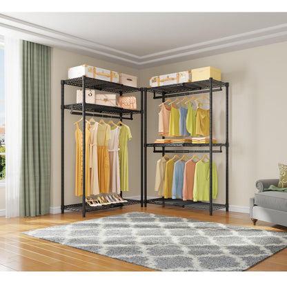 VIPEK X1 Expandable Clothes Rack Heavy Duty Adjustable from 2' to 3'5" with Adjustable Shelves and Hanger Rods, Reach-in & Walk-in Closets Metal Garment Racks Portable Closet, Black