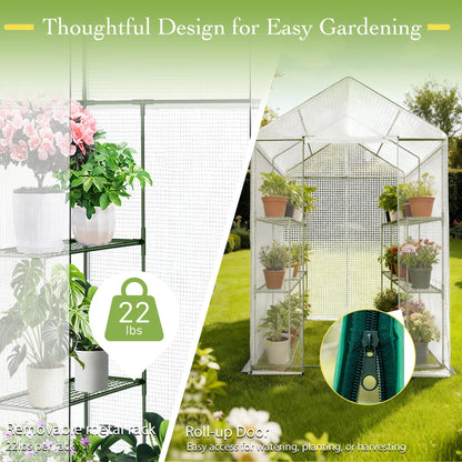 OnlyGarden Greenhouse for Outdoors, Walk in Greenhouse with PE Cover PE-Coated Steel Frame, Large Plant Hot House for Outside, 3 Tier 8 Shelves Portable Green House Winter 48" x 73.2" x 74.8"