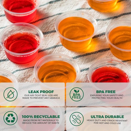 Freshware Portion Cups with Lids - 5.5 Ounce Souffle Cups for Sauces, Snacks, and Dressings | 100 Sets