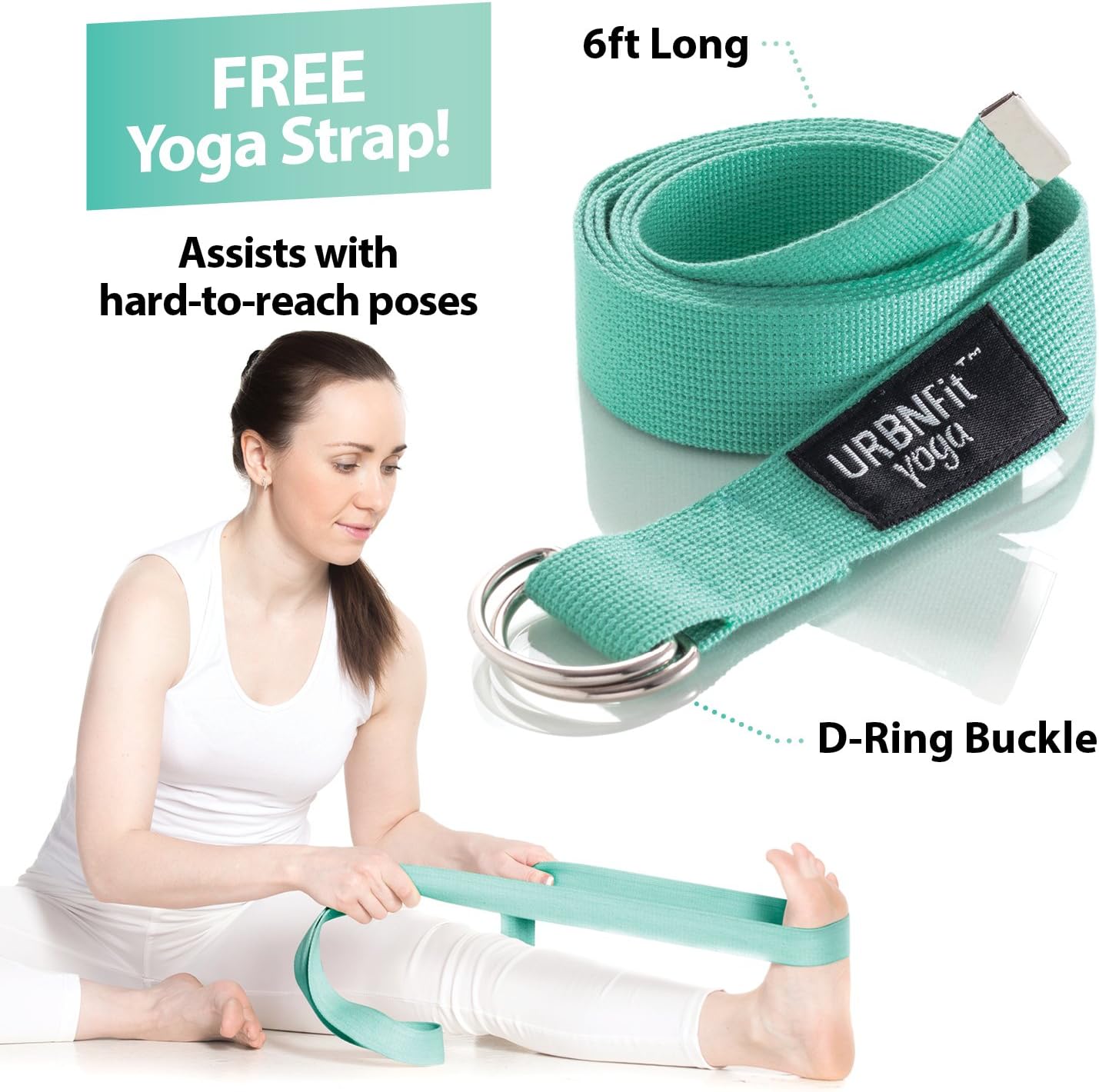 URBNFit Yoga Wheel - 12-Inch Roller Designed for Stretching & Flexibility to Help Back Aches & Tension - Made w/Durable Materials & Soft Foam Padding, Yoga Strap Included