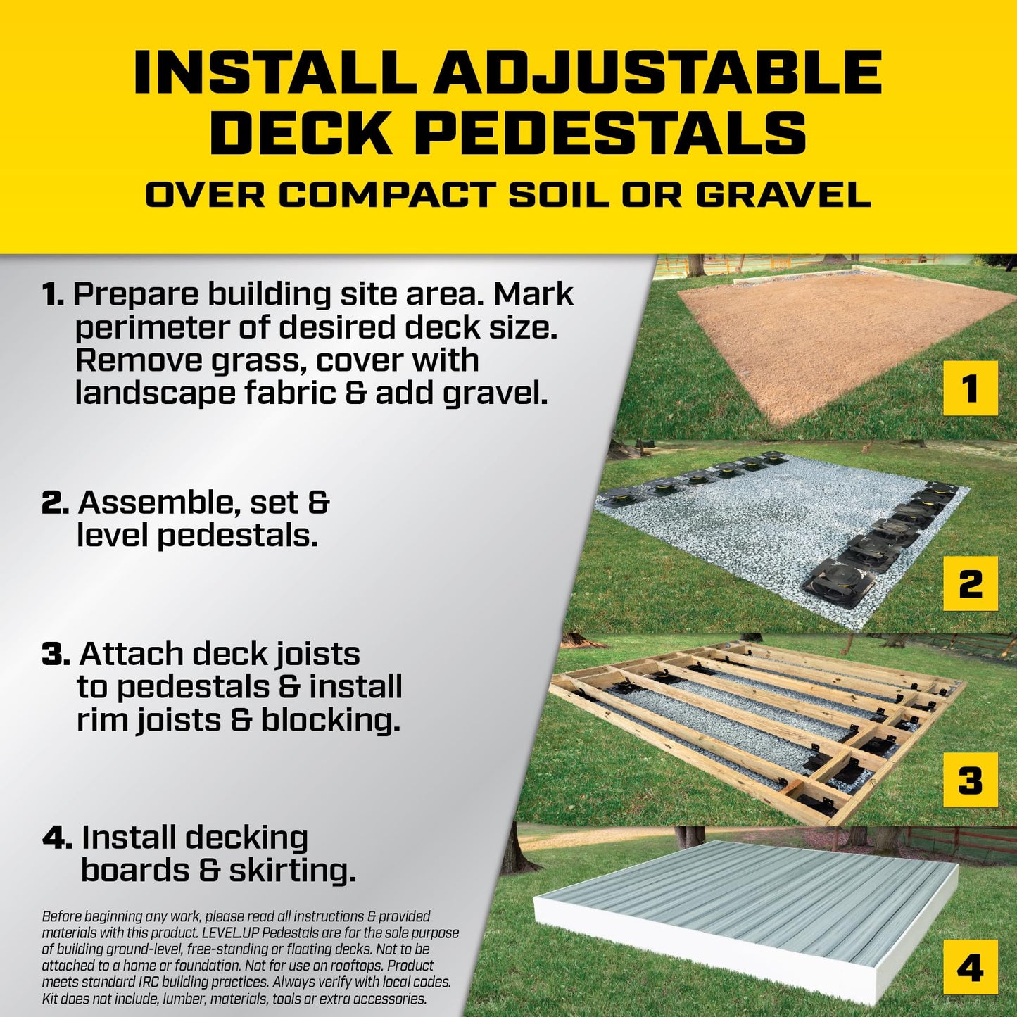 Bison Level.Up System Adjustable Deck Pedestal Joist Support Kit, 12-Pedestal Kit (7079806002)