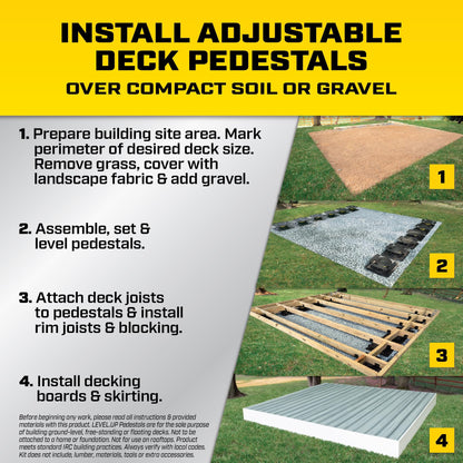 Bison Level.Up System Adjustable Deck Pedestal Joist Support Kit, 12-Pedestal Kit (7079806002)
