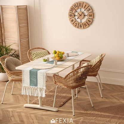 FEXIA Sage Green Table Runner 36 Inches Long with Tassels Boho Macrame Farmhouse Table Runners for Home Decor Party Bohemian Rustic Bridal Shower Dining Decorations(12x36 Inches)