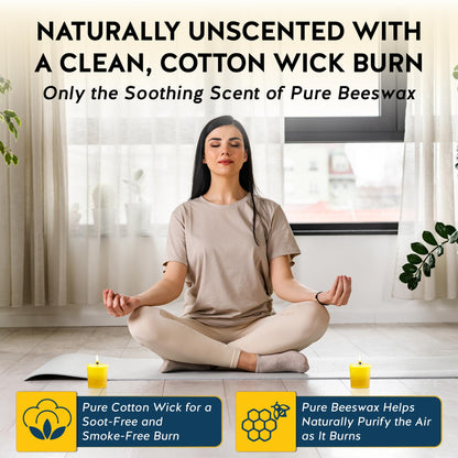 Alternative Imagination 100% Pure Natural Beeswax Votive Candles - 4 Pack - Hand-Poured - Unscented- Light Honey Aroma - 15 Hour Burn - Paraffin-Free, Long Lasting for Prayer, Meditation & Home Decor