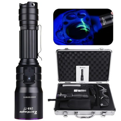 TactEagle Industrial UV Flashlight Rechargeable, 365nm UV Light, Black Light for NDT (Non-Destructive Testing), Pet Urine Detection, A/C Leak Detection, Blood Tracking, Rocks Hunting