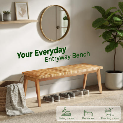 Melino Wooden Bench Outdoor 47" Convertible Acacia Wood Bench, Solid Wood Indoor Patio Benches for Outdoors, 3 in 1 Garden Bench for Porch Entryway Living Room Backyard Deck, Natural