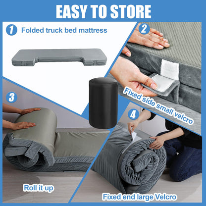 HOMBYS Memory Foam Truck Bed Mattress for 6ft to 6.5ft, Foldable 2.5" Thickness Full Size Truck Bed, Pick Up Mattress for Tent Camping, Grey