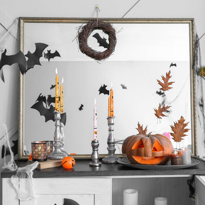 Whaline 8Pcs Halloween Taper Candles 10 Inch Orange Pink Ghost Pumpkin Decorative Candles Long Unscented Candle Sticks for Trick or Treat Party Home Table Decor