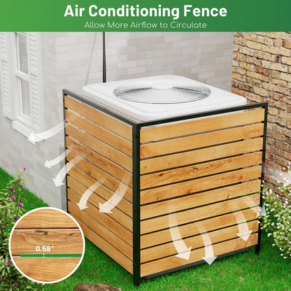 2 Panels No Dig Wooden Privacy Fence Screen, 42" H X 40" W Outdoor Air Conditioner Fences, Hide Trash Bins Or Ac Units, Decorative Garden, Patio, Backyard Fence -Temporary Fencing