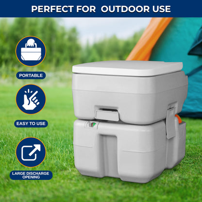 SereneLife 5.2 Gal Portable Camping Toilet For Adults, 100+ Flushes, Porta Potty Camp Toilet with Detachable Waste Tank, Level Indicator, Carry Bag, Suitable for Camping, Hiking, and Boating