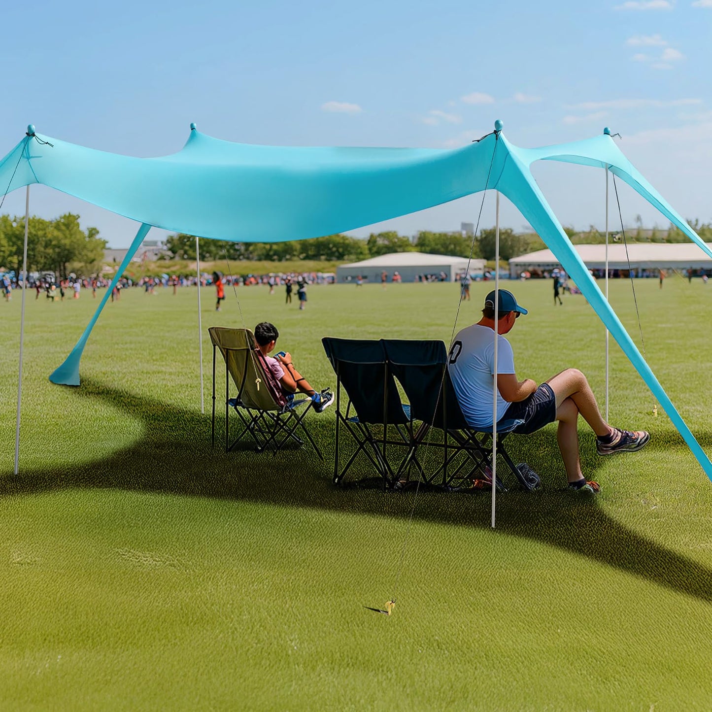 WILDPATH Beach Tent Sun Shelter 10 x 10FT with 8 Sandbags, UPF 50+ Protection Beach Shade Canopy, Eazy Up Portable Canopy Tent for Sun, Camping, Fishing, Backyard