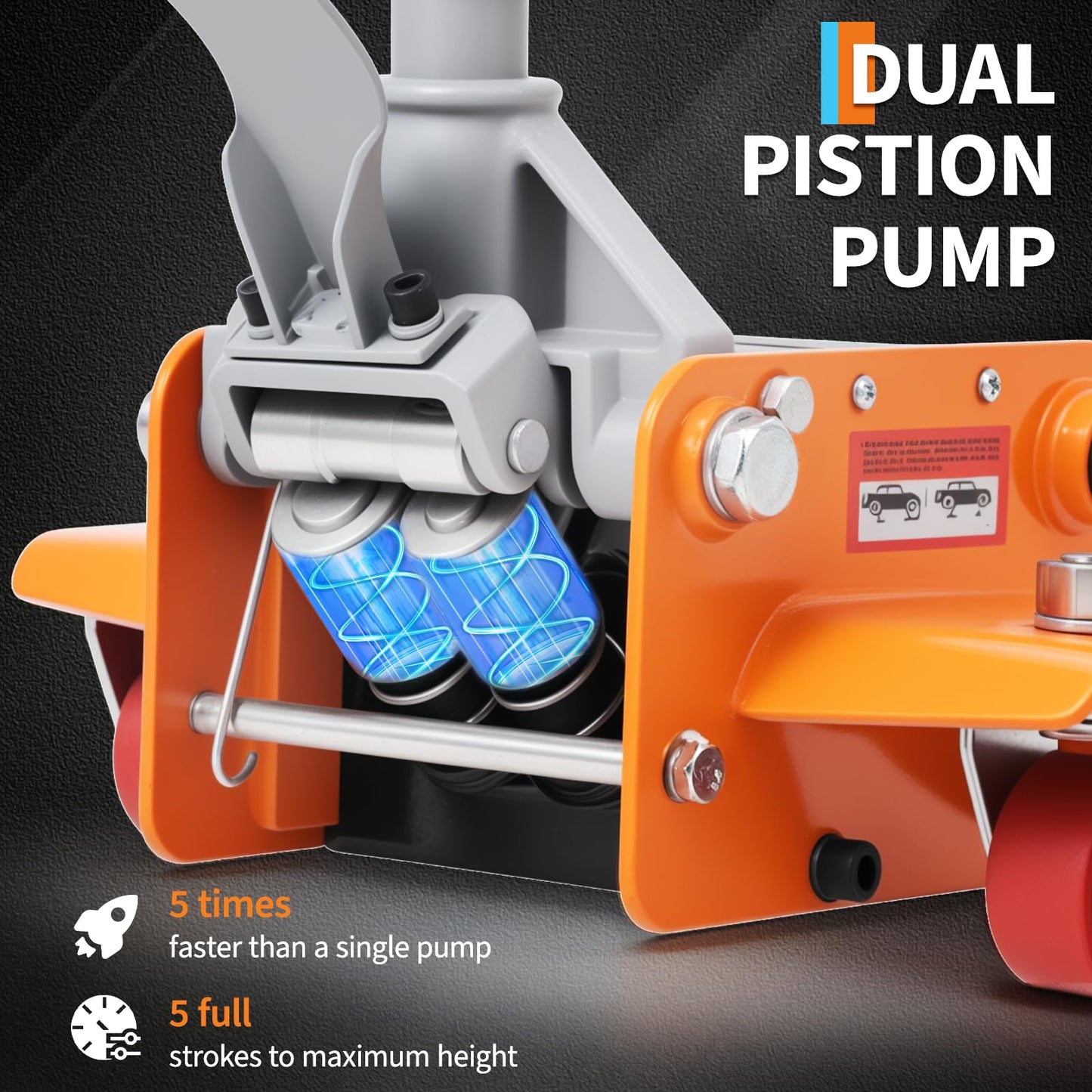 3 Ton (6,000 Lb) Low Profile Hydraulic Racing Floor Jack with Dual Piston Quick Lift Pump Heavy Duty Steel Lifting Range 2.95 to 16.54 Inch for Car SUV Truck Garage,28.0 * 14.2 * 3.0 Inch,Orange