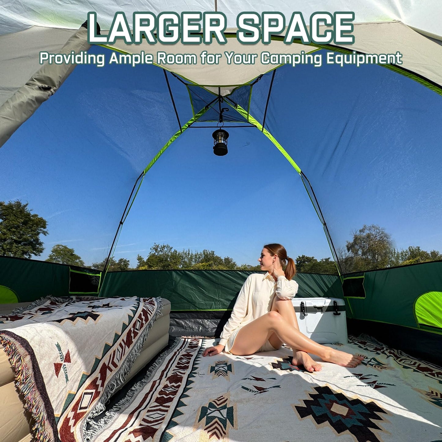 JELUCAMP 6/8 Person Large Waterproof Family Tents for Camping, Screened Camping Tent with Screen Porch, Bug-Free Relaxation & Easy Setup, Includes Rainfly & Carry Bag, Dark Green