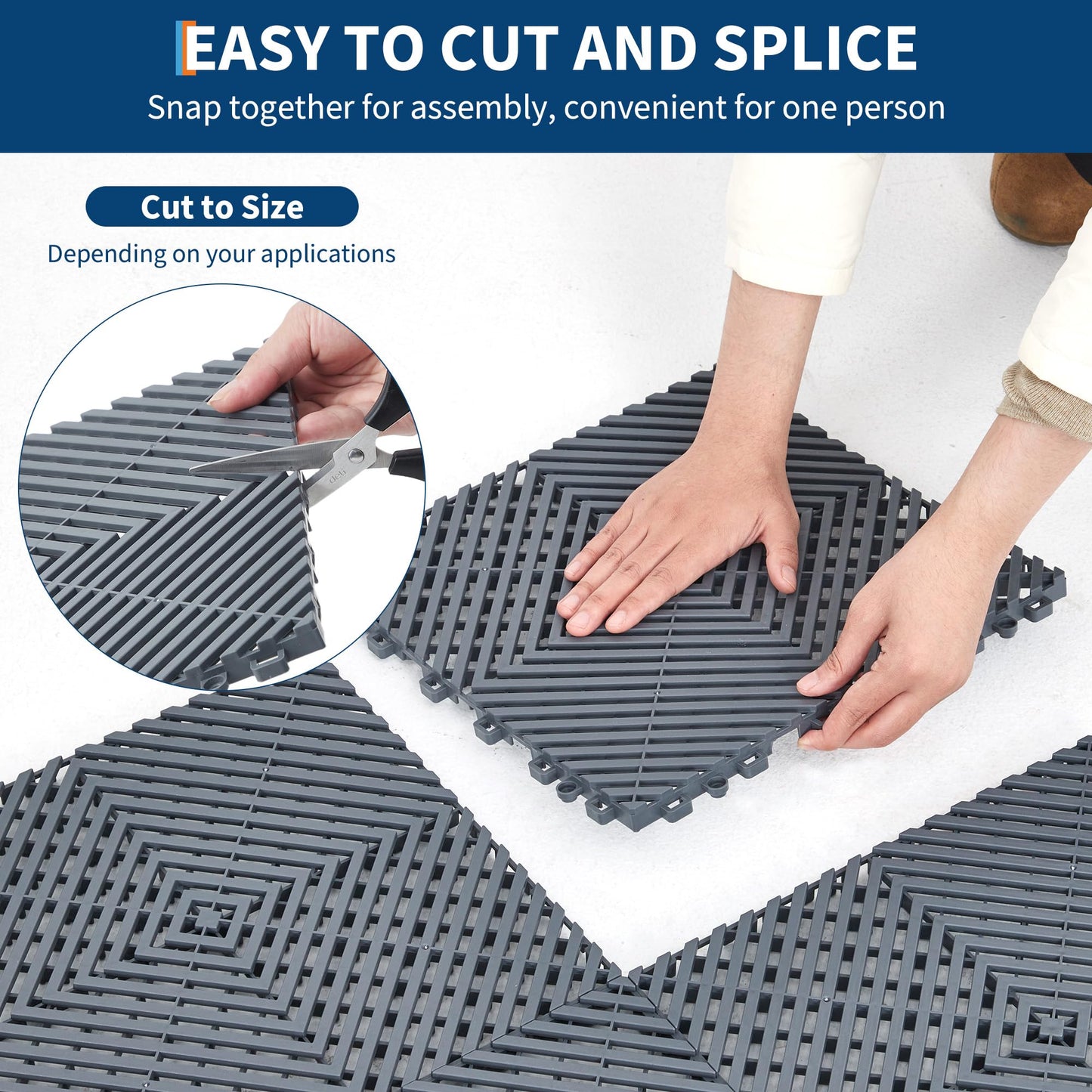 100 Pack Interlocking Floor Tiles 12" x 12" Modular Interlocking Cushion Soft PVC Floor Non-Slip Splicing Waterproof Mat,Non-Slip Drainage Holes for Kitchen, Yard, Pool,Patio, Bathroom,Black