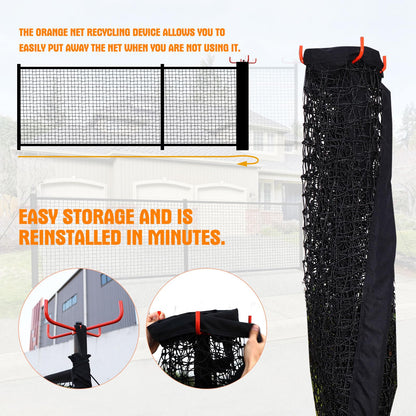 41FT x 5FT Driveway Safety Net Fence, Outdoor Yard Play Area Safety Barrier for Kids| Heavy Duty Steel Poles & Net, Not Fall Down Easily | Guard Net Length Adjustable, Easy to Recycle and Install