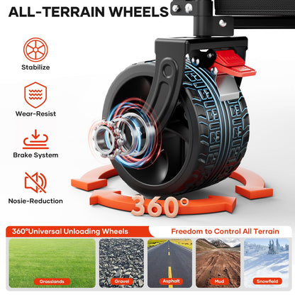 49" L Collapsible Extended Wagon with 500lbs Weight Capacity,300L Heavy Duty Sports Wagon,Big All-Terrian Wheels with Cup Holders,Cart for Sports,Grocery,Shopping