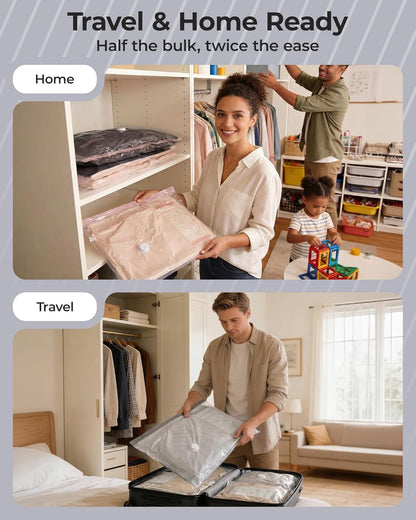 BAGSMART Vacuum Bags - Portable Space Saver with Rechargeable Air Pump | 18-Pack Gray for Travel & Home