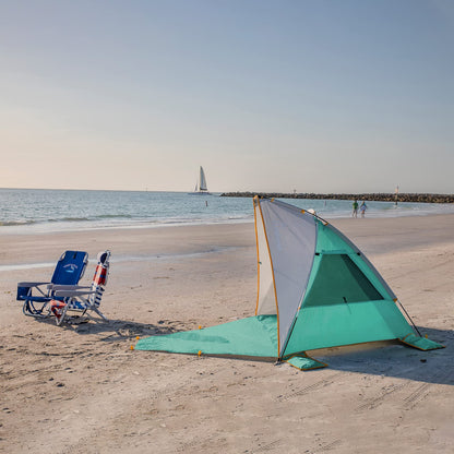 WolfWise 2-3 Person Portable Beach Tent UPF 50+ Sun Shade Canopy Umbrella with Extendable Floor, Mint Green