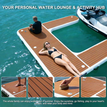 GIRISHIP Inflatable Jet Ski Dock, Heavy Duty Floating PWC Docking Station with Non-Slip EVA Pad, Portable Marine Platform or Boat Bumpers Fenders for Docking Include Pump (8.5 * 8FT U)