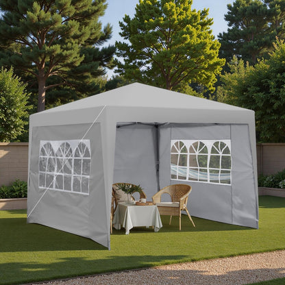 Trygoal 10x10FT Canopy Tent, Outdoor Gazebo Pop up Canopy with 4 Removable Sidewalls & 2 Windows, Patio Camping Shade Canopy with 4 PCS Weight Sand Bag & Carry Bag, Ideal for Parties Events, Grey