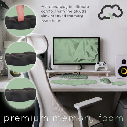Green Cloud Keyboard Wrist Rest – Create-ables Qloud Green Wrist Rest for Computer Keyboard and Mouse, Ergonomic Memory Foam Wrist Pad with Non-Slip Base, Includes Cloud Mouse Pad