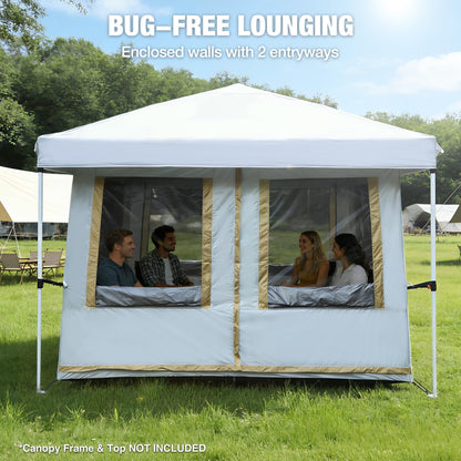 REDCAMP Canopy Camping Tent for Pop Up Canopy, Inner Tent with Mesh Window, Converts Straight Leg 10ft Canopy into Camping Shelter, Fits 4-6 Person, Khaki White(Frame/Shelter NOT Included)
