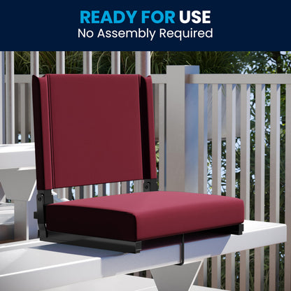 Flash Furniture Grandstand Portable Stadium Seats for Bleachers or Benches, Folding Padded Stadium Chairs with Handle, Pack of 2, 500 lb. Weight Capacity, Maroon